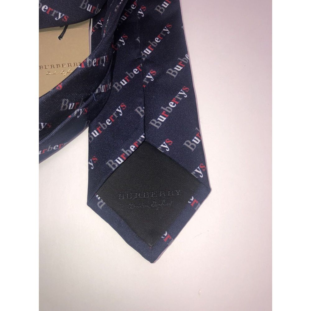 Burberry Tie Navy Archive Logo Print Manston Silk Made In Italy NEW - Picture 7 of 11